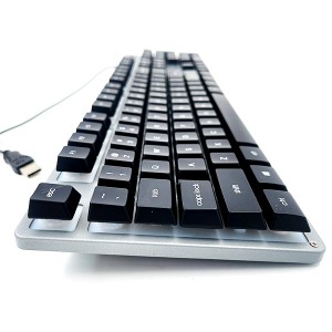 کیبورد گیمینگ HP K100 با نور RGB، کلیدهای WASD متمایز و طراحی مقاوم
