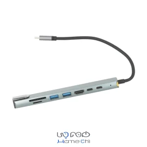 خرید هاب 8 پورت USB-C مدل PHU595 | خروجی 4K HDMI، شارژ سریع PD 87W، کارت‌خوان SD/TF، USB 3.0 و RJ45