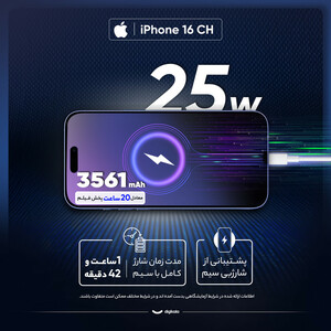 گوشی موبایل اپل مدل iPhone 16 CH دو سیم کارت ظرفیت 128 گیگابایت و رم 8 گیگابایت_نات اکتیو-ریجستر شده شرکتی