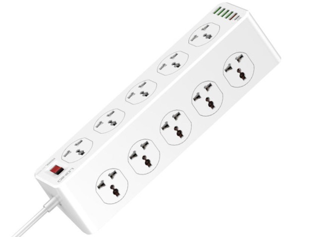 چند راهی برق الدینیو مدل SC10610 (دارای 5 پورت USB و 1 پورت Type-C)
