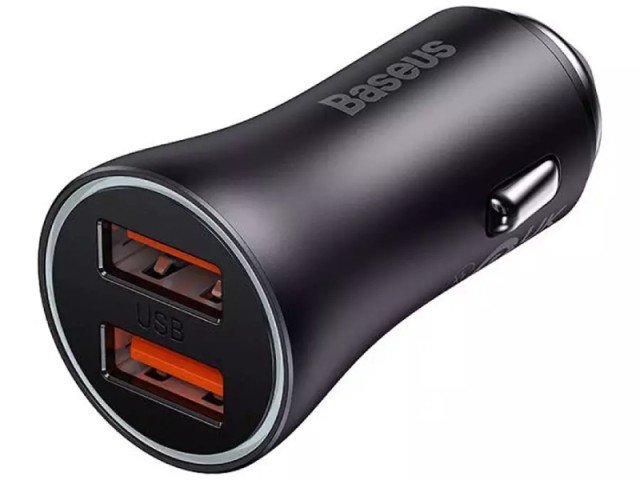 شارژر فندکی 60 وات بیسوس مدل Golden Contactor Dual Fast Car Charger CGJM000013