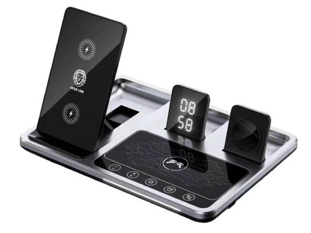 شارژر وایرلس چندکاره گرین Green 4 in 1 Wireless Charger Station GN3IN1WCSBK