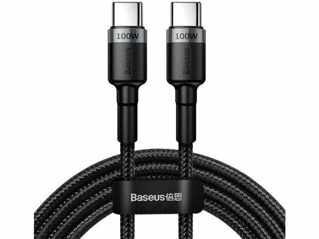 کابل سوپر فست شارژ و انتقال داده تایپ سی به تایپ سی 100 وات 2 متری بیسوس Baseus CATKLF-ALG1 Cafule PD2.0 100W Type-C to Type-C cable 2m