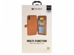 کیف چرمی Puloka Multi-Function Back Clip Wallet Case مناسب برای گوشی موبایل آیفون X