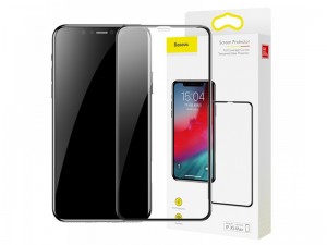 محافظ صفحه نمايش بیسوس مدل Full Coverage Curved Tempered Glass Protector مناسب برای گوشی موبایل آیفون Xs Max