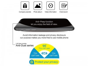 محافظ صفحه نمایش حریم شخصی بلوئو مدل ANTI-PEEP مناسب برای گوشی موبایل اپل iPhone 11 Pro/XS