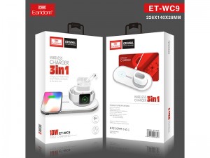 شارژر بی سیم سه کاره ارلدام مدل ET-WC9 Wireless Charge 3in1 مناسب برای شارژ گوشی، ایرپاد و اپل واچ