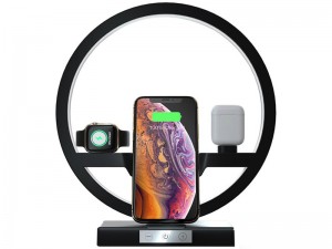 شارژر بی سیم سه کاره رومیزی مدل Multifunction Desk Lamp Wireless Charger مناسب برای شارژ گوشی، ایرپاد و اپل واچ