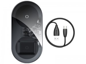 شارژر بی سیم دو کاره بیسوس مدل Simple 2in1 Wireless Charger مناسب برای گوشی موبایل و ایرپاد