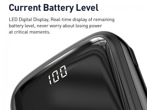 پاور بانک فست شارژ 10000 میلی آمپر بیسوس مدل Qpow Digital Display با کابل لایتنینگ