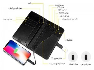پاوربانک 8000 میلی آمپر و کیف چرمی و فلش مموری ژوس مدل ZS-PB-032 Glory Series