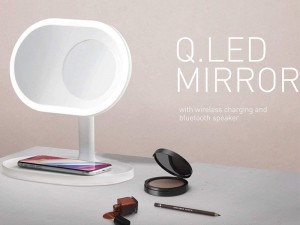 آینه ميكاپ با شارژر بی‌سیم و اسپیکر بلوتوثی مومکس مدل QL13 Q.LED Mirror