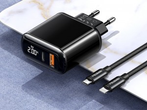 شارژر دیواری فست شارژ 18 وات مک دودو مدل CH-7171 بهمراه کابل تایپ سی به لایتنینگ