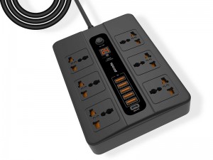 چند راهی برق دیجیتالی پرودو مدل PD-FWCH003 (دارای 5 پورت USB و 1 پورت Type-C)