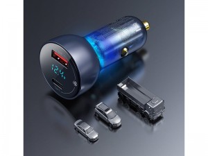 شارژر فندکی سوپر شارژ بیسوس مدل Particular Digital Display QC + PPS Dual Quick Charger 65W CCKX-C0G