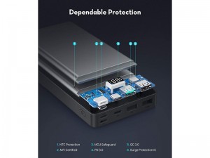 پاور بانک فست شارژ 20000 میلی آمپر راو پاور مدل PD Pioneer 20000mAh 18W 3-Port Power Bank