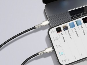 کابل پاوربانکی فست شارژ Type-C به Lightning بیسوس مدل Cafule Series Metal Data Cable 20W CATLJK-01 به طول 25 سانتی‌متر