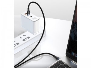 کابل دوکاره Type-C به Type-C فست شارژ بیسوس مدل Flash Series One-for-two Fast Charging Data Cable CA1T2-C01 به طول 1.5 متر