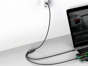 کابل دوکاره Type-C به Type-C فست شارژ بیسوس مدل Flash Series One-for-two Fast Charging Data Cable CA1T2-C01 به طول 1.5 متر