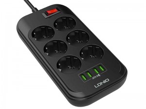 چند راهی برق الدینیو مدل SE6403 (دارای 4 پورت USB)