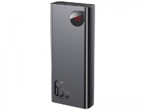 پاوربانک فست شارژ 20000 میلی آمپر بیسوس Metal Digital Display PPADM65 PPIMDA-D01  توان 65 وات