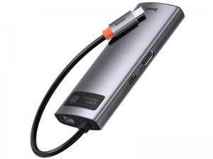 هاب تایپ سی 6 پورت بیسوس مدل Metal Gleam 6 in 1 Multifunctional Type-C HUB CAHUB-CW0G