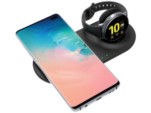 شارژر بی سیم دو کاره مدل Wireless Charger Duo JH10 مناسب برای شارژ گوشی، گلکسی بادز و گلکسی واچ سامسونگ