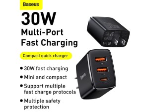 شارژر دیواری فست شارژ 30 وات بیسوس مدل Compact Quick Charger CCXJ-C01