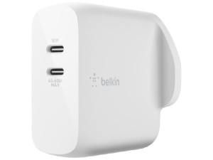 شارژر دیواری فست شارژ 63 وات بلکین مدل Dual USB-C GaN WCH003myWH