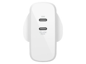 شارژر دیواری فست شارژ 63 وات بلکین مدل Dual USB-C GaN WCH003myWH