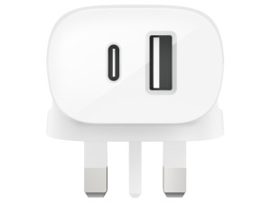 شارژر دیواری فست شارژ 30 وات بلکین مدل PD Dual Standalone Home Charger F7U097MYWHT
