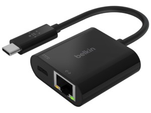 مبدل تایپ سی به Gigabit Ethernet و پورت شارژ بلکین مدل INC001btBK