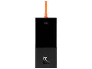 پاوربانک فست شارژ 20000 میلی آمپر بیسوس Elf Digital Display PPJL000001 توان 65 وات با کابل متصل تایپ سی