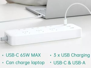 چند راهی برق و شارژر فست شیائومی مدل ZMI CXP01 65W (دارای 2 پورت USB و 1 پورت Type-C)
