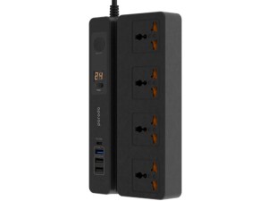 چند راهی برق تایمردار و استند گوشی موبایل پرودو مدل PD-FWCH007 (دارای 3 پورت USB و 1 پورت Type-C)