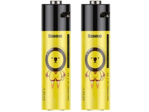 باتری قلمی قابل شارژ بیسوس مدل AA Rechargeable Li-ion Battery 1920mAh PCWH000211 (بسته 2 عددی بهمراه کابل شارژ)