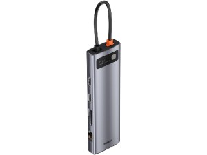 هاب تایپ سی 11 پورت بیسوس مدل Metal Gleam 11 in 1 Multifunctional Type-C HUB 100W CAHUB-CT0G