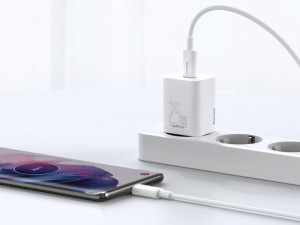 شارژر دیواری فست شارژ 25 وات بیسوس مدل Super Si Quick Charger 1C 25W CCCJG25CE TZCCSUP-L02 بهمراه کابل دو سر تایپ سی