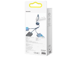 کابل قرقره‌ای فست شارژ سه سر بیسوس مدل Bright Mirror Retractable 66W CAMLC-MJ01