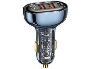 شارژر فندکی سوپر شارژ یوسمز مدل US-CC158 T25W 3 Ports Transparent 125W