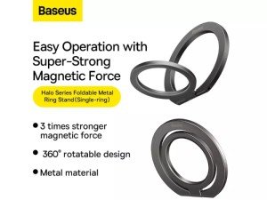 حلقه نگهدارنده مگنتی آیفون بیسوس مدل Halo Series Foldable Metal Ring Stand SUCH000013