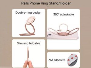 حلقه و پایه نگهدارنده تبلت و گوشی موبایل بیسوس مدل Rails Phone Ring Stand/Holder LUGD000013