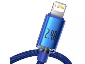 کابل فست شارژ لایتنینگ بیسوس مدل Crystal Shine Fast Data Cable CAJY000001 به طول 1.2 متر و توان 20 وات