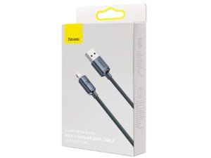 کابل فست شارژ لایتنینگ بیسوس مدل Crystal Shine Fast Data Cable CAJY000001 به طول 1.2 متر و توان 20 وات