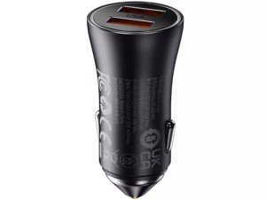 شارژر فندکی 60 وات بیسوس مدل Golden Contactor Dual Fast Car Charger CGJM000013