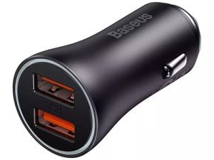 شارژر فندکی 60 وات بیسوس مدل Golden Contactor Dual Fast Car Charger CGJM000013