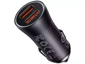 شارژر فندکی 60 وات بیسوس مدل Golden Contactor Dual Fast Car Charger CGJM000013