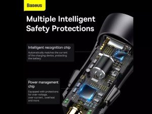 شارژر فندکی 60 وات بیسوس مدل Golden Contactor Dual Fast Car Charger CGJM000013