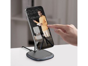 استند شارژر وایرلس بیسوس مدل Swan Magnetic Desktop Bracket Wireless Charger BS-W519