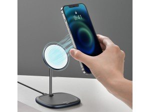 استند شارژر وایرلس بیسوس مدل Swan Magnetic Desktop Bracket Wireless Charger BS-W519